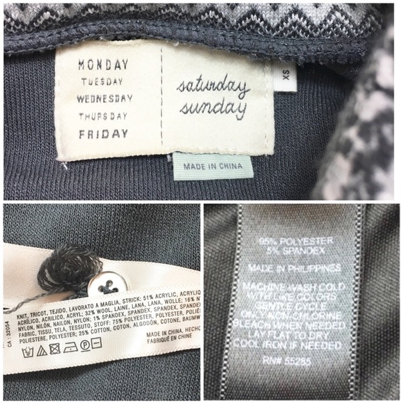 ANTHRO Saturday Sunday Fair Isle Studio Fleece Wool Pullover Lounge Sweater Gray - Picture 6 of 9